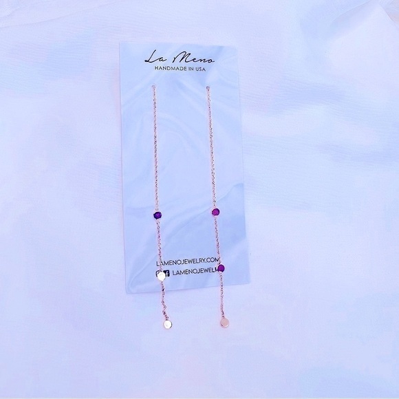 NWT La Meno Beautiful Rose Gold Dangle Earrings NWT - Picture 3 of 13